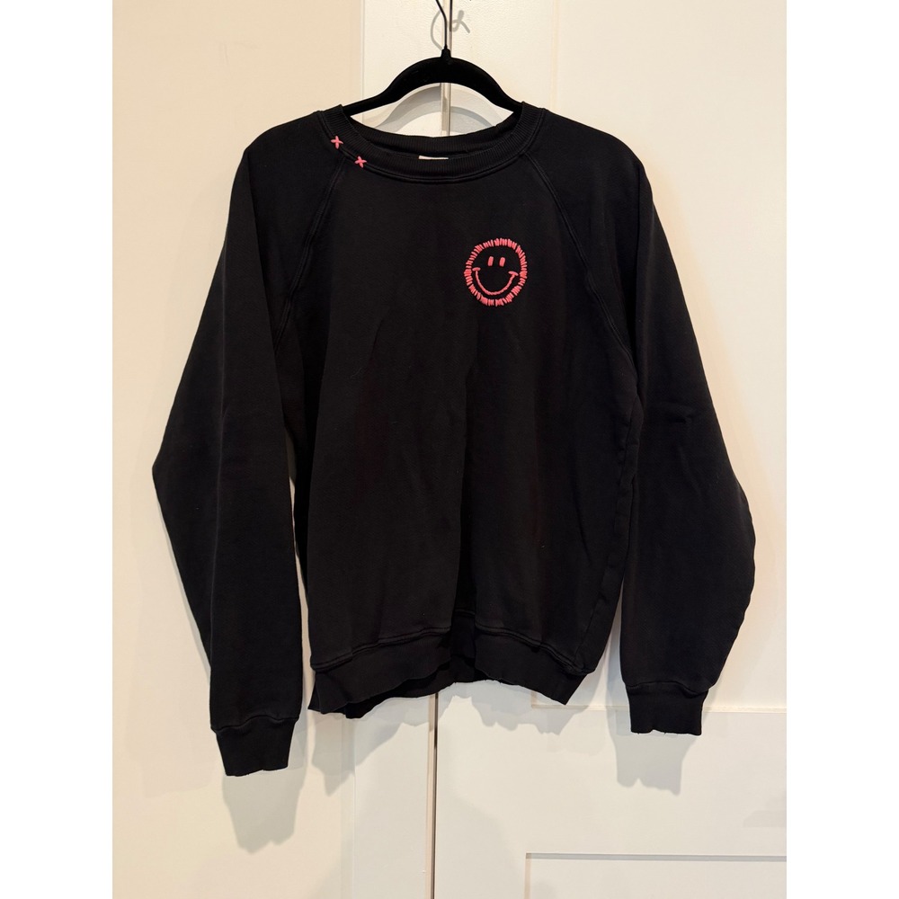I Stole My Boyfriends Sweatshirt Women Sz M Black Mojave Happy Face Pullover